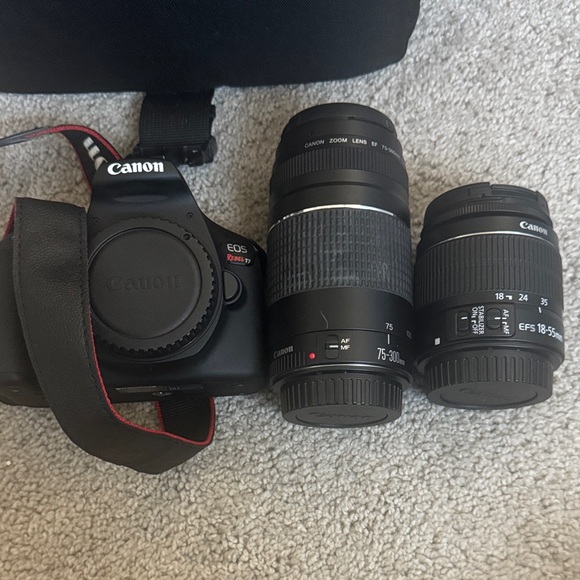Canon Black DSLR Camera Body with 75-300mm and 18-55mm Lenses